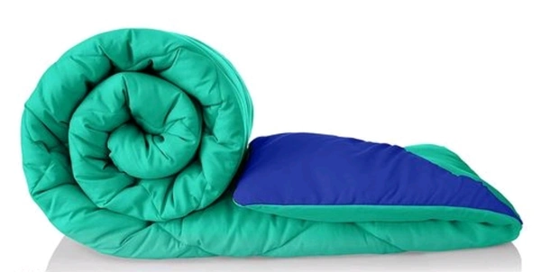  Relaxfeel 250 GSM Premium Luxury 5 Star Microfibre Reversible Soft Plain Quilted 90x100 Inch Double Bed Comforter / Quilt / Duvet / Razai / Rajai ( Green/Blue ) - Free Size,  Green / Blue,  Microfiber,  Rajai, Pack of1